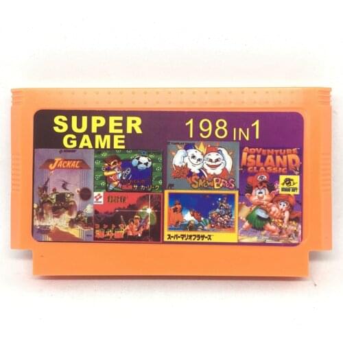 Hot Games 198 In 1 Cartridge 60 Pin Cart Game Card For 8 Bit Game Player With Snow Bros Contra