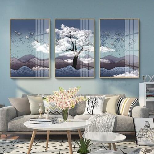 Living Modern Home Decor Abstract Landscape Tree Canvas Painting Modern Nordic Style Wall Art Poster Picture Living Room Wall