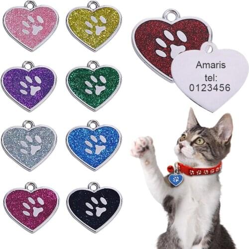 Customized pet ID tag heart-shaped tag collar pet name pendant personalized engraving pendant collar accessories