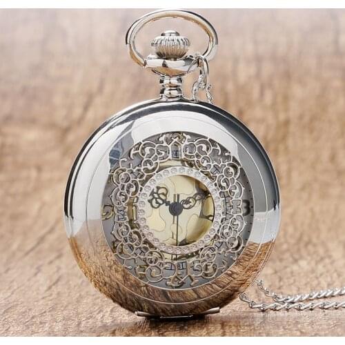 Pocket Watch Men Women Vintage Steampunk Retro Silver Design Pocket Watch Quartz Pendant Necklace Gift
