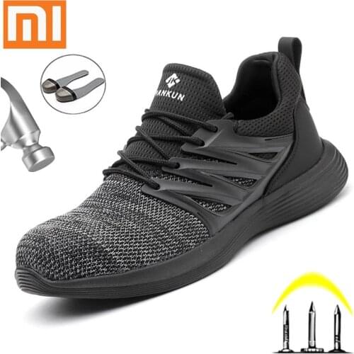 Xiaomi Mens Work Safety Shoes Puncture-Proof Work Sneakers Lightweight Breathable Women Boots Unisex Working Shoes Size 36-46