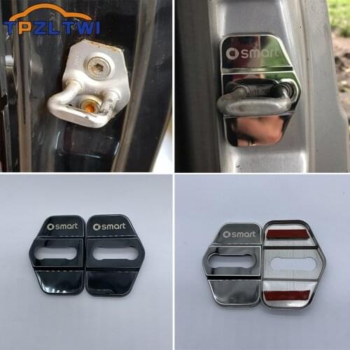 2Pcs Stainless Steel Car Door Lock Cover For Mercedes Smart Fortwo 450 Smart 450 City-Coupe Crossblade Fortwo Cabrio Coupe