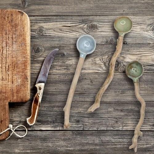 Coffee Scoops Retro Irregular Handle Creative Resin Comfortable Grip Tea Spoon Kitchen Tools