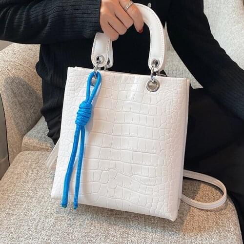 Small White Womens Bag 2021 New Simple Square Tote Shoulder Bags Female Solid Color Leather Crossbody Bag Elegant Wild Handbags