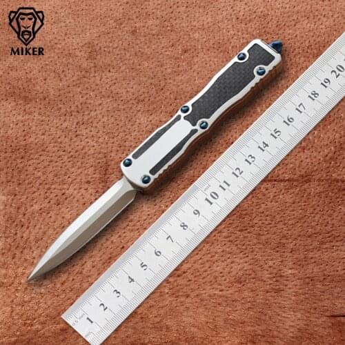 MIKER OEM Custom Prototype D2 steel blade Carbon fiber aluminum handle camping survival outdoor EDC hunt tool kitchen knife