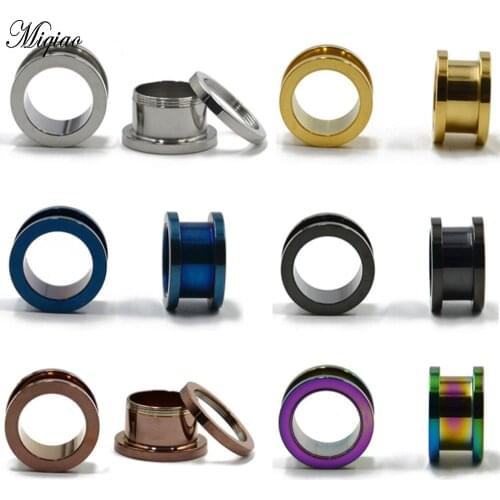 Miqiao 2pc Piercing Ear Expander Jewelry 6 Colors 316L Stainless Steel Electroplated Pulley Earrings External Thread Earrings