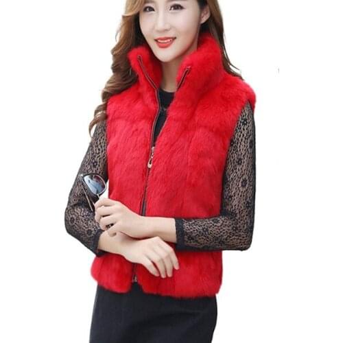 Fashion Ladies Genuine Rabbit Fur Vest For Women High Quality Winter Warm Vest Puls Size S-3XL Rabbit Fur Coat