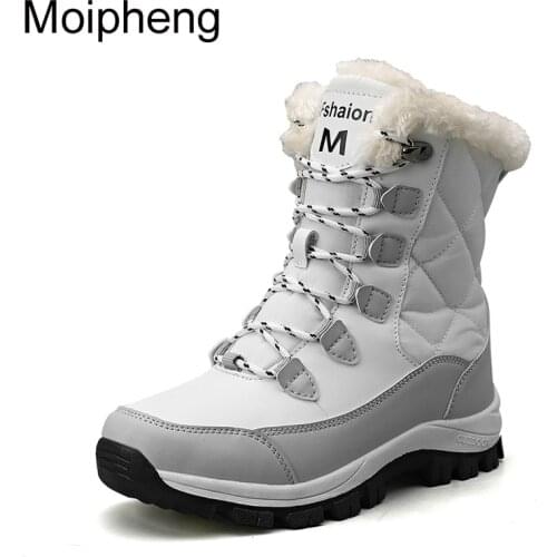 Moipheng Ankle Boots Women Winter Shoes Keep Warm Non-slip Black Snow Boots Ladies Lace-up Plus Size 41 Boots Chaussures Femme