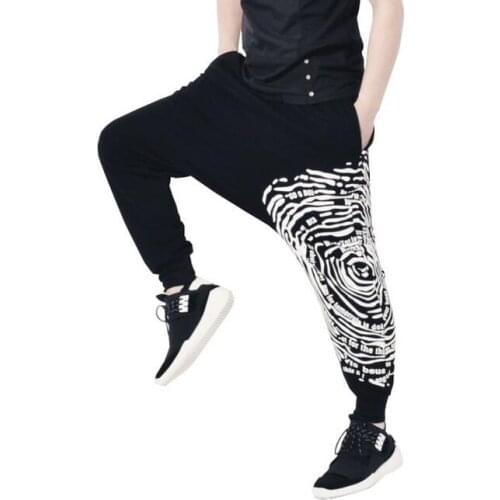 Spring and summer men feet pants plus size mens clothing big crotch pants men loose harem pants black personalized plus size