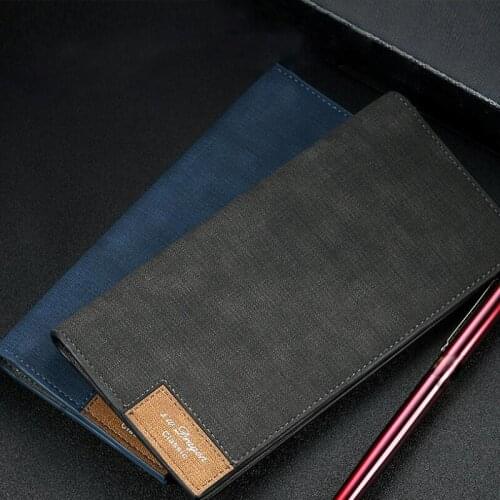 Mens Wallet Slim Long Solid Color Simplicity Vintage PU Leather Soft Fashion Money Wallet For Male 2020 New