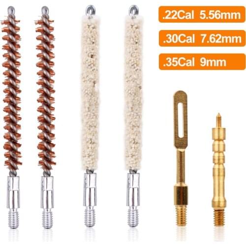 6Pcs Tactical Gun Cleaning Set Portable Airsoft Brush Cal.22/30/35 Cleaning Tool Kit Shotgun Cleaner Brush for Hunting Shooting