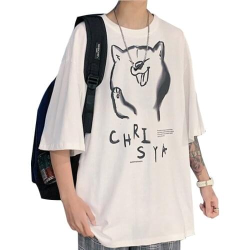 2021 New Arrival Shiba Inu Printing Funny Harajuku Loose Style Summer T-shirt Students Cool Streetwear Tees Mens Top Cloth