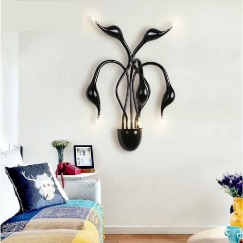 New Swan Wall Lamp Black LED Wall Monuted Wall Sconce Indoor Modern For Living Room Bedroom Headboard Banheiro Lighting WA009