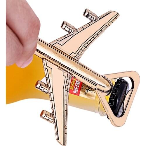 Bottle Opener Portable Airplane Shaped Metal Cap Lifter Can Opener for Home Bar Restaurant Golden
