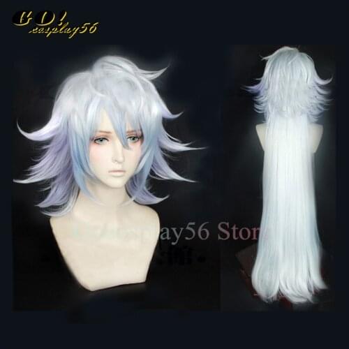 FGO Fate Grand Order Cosplay Wig Servant Caster Merlin Mixed Colors Long Synthetic Hair