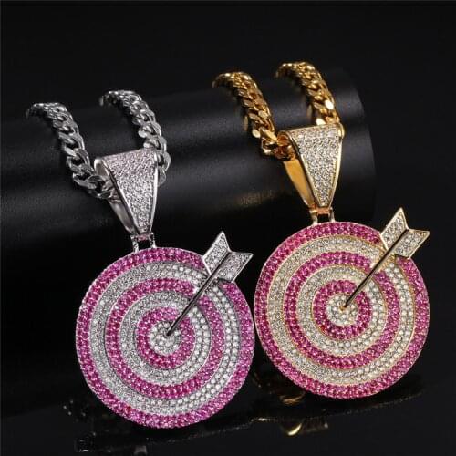 Hip Hop Iced Out Darts Pendants for Men Women Gift Bling AAA Micro Pave Zircon Necklace Fashion Rapper Jewelry