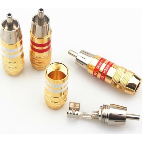 Gold-plated RCA Connector Amplifier Plug HIFI RCA Lotus Audio Adapter - ( 4Pcs )