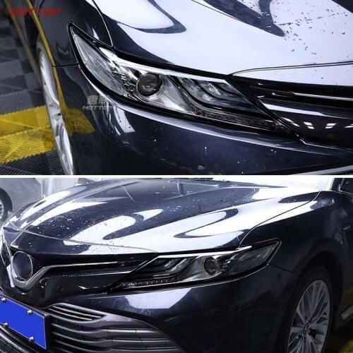 For Toyota camry 2018 2019 2020 5th XV70 TPU Car Transparent Black Headlight Film anti-scratch protective sticker 2pcs