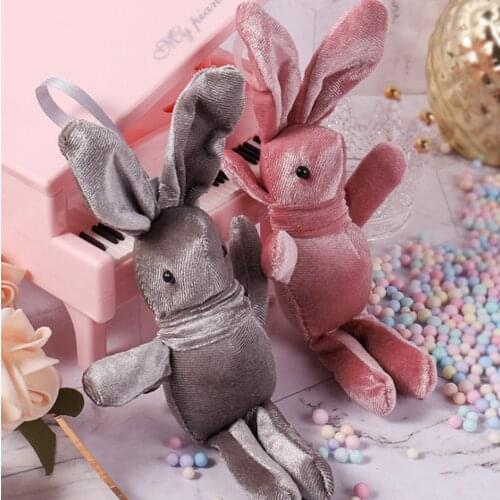 20CM Direct selling Korean velvet wishing rabbit stuffed toy web celebrity with hand gift doll cloth rabbit doll bag pendant