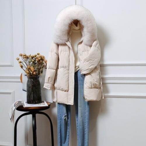Down Jacket Women 2020 Winter New Hooded Fur Collar Mid-length Thick Winter Waist Korean Version Loose Coat for Women