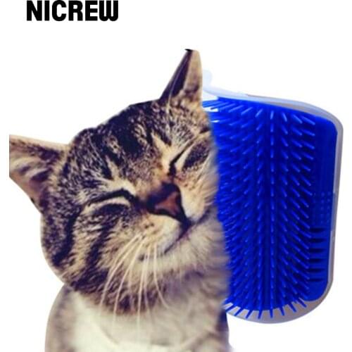 Nicrew Pet cat Self Groomer Grooming Tool Hair Removal Brush Comb for Dog Cats Hair Shedding Trimming Massage Device with Catnip