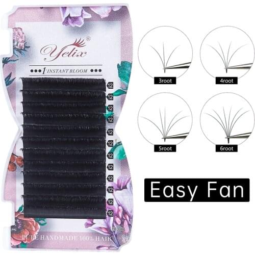 Yelix 0.07 Thickness Easy Fanning Eyelash Extensions Soft Faux Cils Volume Russe Natural Eyelashes Individual Eye Lashes