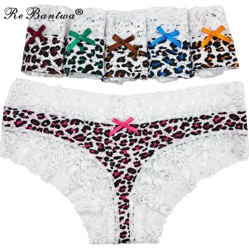 6Pcs/Set Leopard Panties Low Waist Lady Thongs High elasticity Bodybuilding Women Underwear Cotton Lingerie Breathable T-back