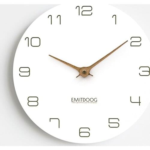 EMITDOOG Waterproof Modern Quartz Silent Photo Frame Wooden Clock White Round Luxury Wall Watch