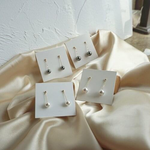 14k Gold Covered Artificial White Black Fashion Elegant Wedding Retro Pearl Korean Long Earrings Jewerly for Women Gift New