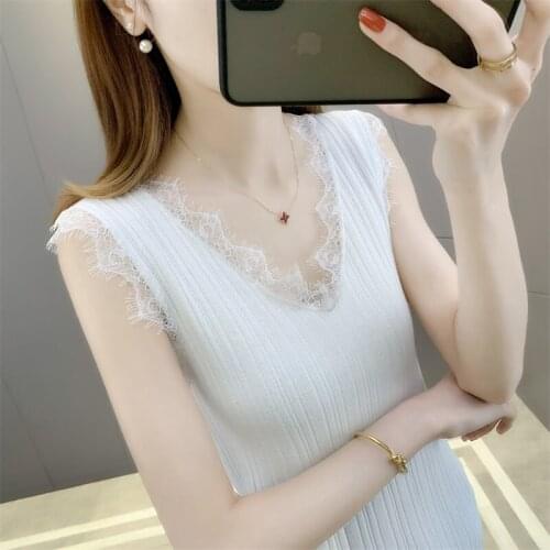 The new spring 54802 v-neck lace knitting pure color of cultivate morality dress vest 18