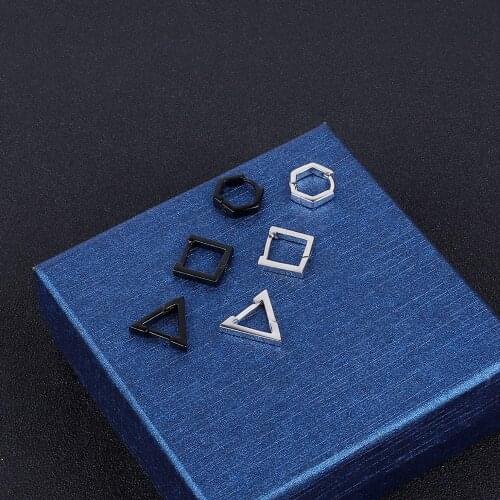 1pc/lot Vintage Multiple Styles Black Silver Color Geometric Stud Earrings For Men Women Brincos Gifts Hip Hop Punk Jewelry