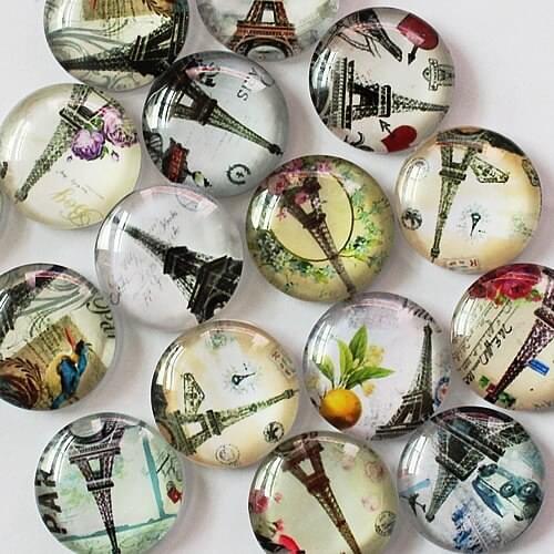 20mm Mixed Style Tower Round Glass Cabochon Dome Jewelry Finding Cameo Pendant Settings 20pcs/lot (K02754)