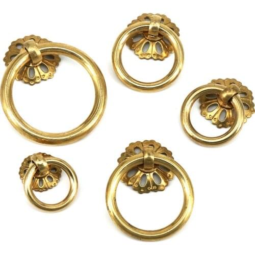 1X Vintage Drawer Pull Handle Brass Ring Knob DIY Home Furniture Cabinet Decoration Knobs