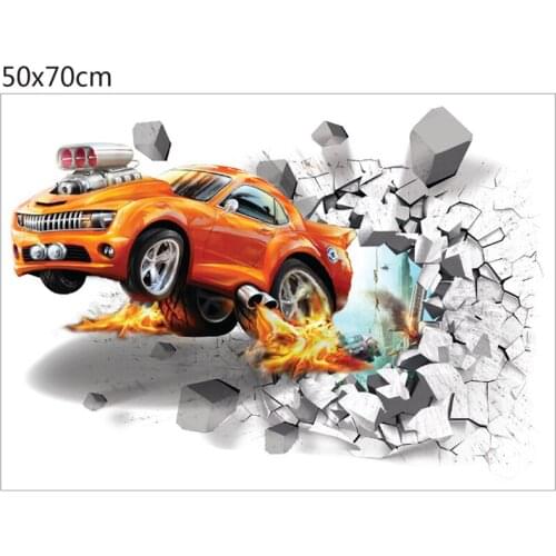 3D Cartoon Wall Stickers football 3D stereo wall effect painting background car stickers Mural Art Decal for kids rooms 2018