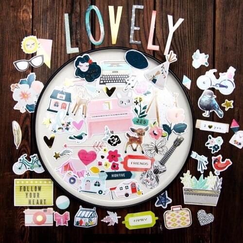 70Pcs lovely Color cardboard Die Cuts for Scrapbooking Happy Planner/Card Making/Journaling Project DIY C065