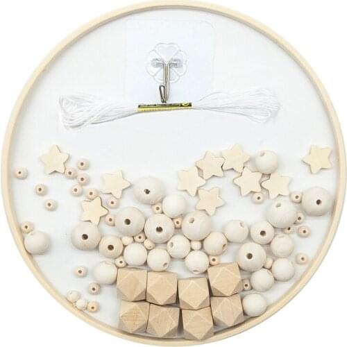 ABSF DIY Wind Chimes Accessories Kit for Making Baby Crib, Wind Chime with 23cm Bamboo Ring Wooden Beads Home Decoration