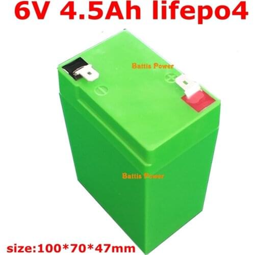 Lifepo4 battery 6v 4.5 Ah 6 Volt Toy Ride-On Battery Premium replace 6Ah 7Ah 7.3v 7.2v for solar small box led Lights lamps