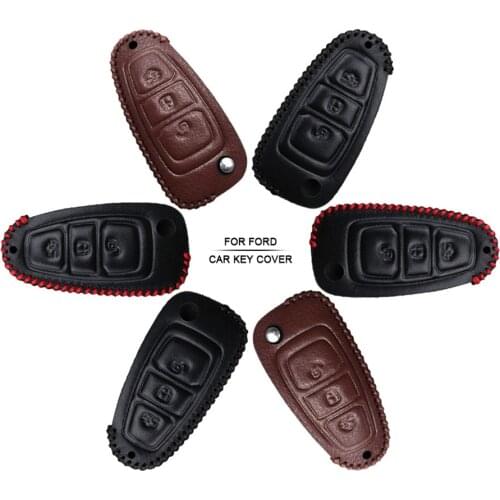 Car Accessories Key Cover Case For Ford Mustang Mondeo Transit Fiesta Kuga Focus 2 Hand-woven Smoky Grey Metal Keyring Keychain