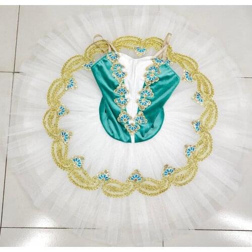 Ballet tutu girls green white balet dress girl Nutcracker Fairy Doll Ballet Costumes Sleeping Beauty Pancake Tutu