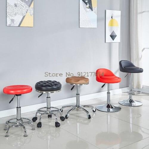 Bar stool backrest lift beauty stool manicure stool rotating makeup stool household round stool modern minimalist bar stool