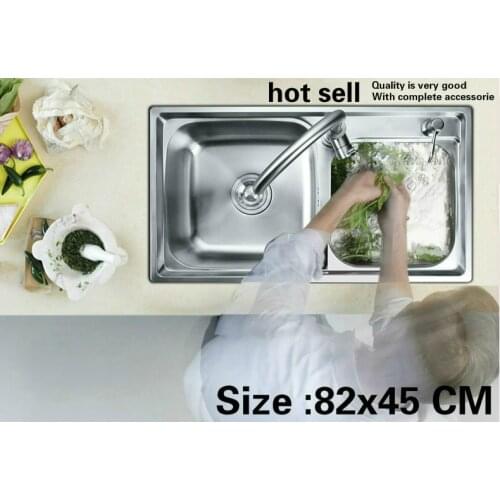 Free shipping Household ordinary wash the dishes 304 stainless steel kitchen double groove sink hot sell fashion big 82x45 CM