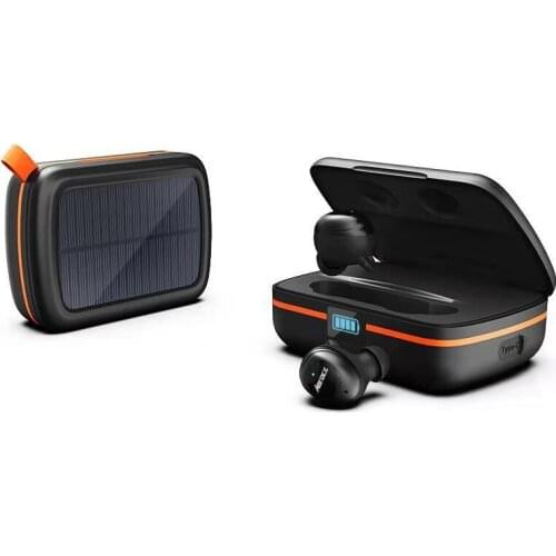 Soleeanre Solar Bluetooth-compatible Earphones Wireless Headphones Solar Charge power Bank Air Stereo Ear Buds Headset CVC8.0