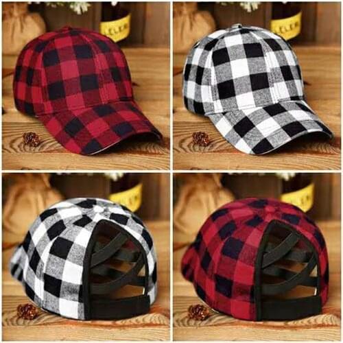 1PCS Unisex Adult Leisure Style Check Stripe Print Ponytail Plain Baseball Visor Temperament Casquette De Peaked Cap Wholesale