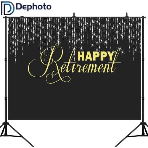 DePhoto Happy Retirement Glitter Lights congrats Retirement Photography Background Vinyl Retirement Party Banner Backdrops
