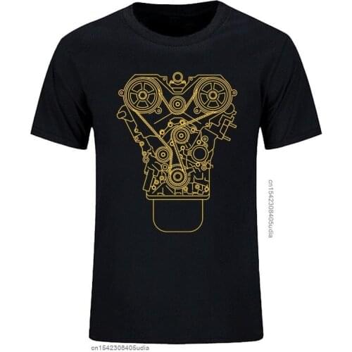 Men Tshirts Cotton Brand New Engine Design T Shirt Black Jdm Tuner Decal Mechanic Tool Garage Piston Summer Tee Shirt