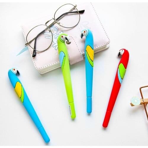 3pcs Cute parrots gel pen color birds 0.5mm ballpoint Blue pens Brazil celebration Stationery gift Office School supplies A6217