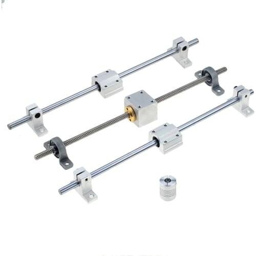 HOT sale 3D Printer guide rail sets T8 Lead screw length 200mm + linear shaft 8*200mm + KP08 SK8 SC8UU+ nut housing +coupling