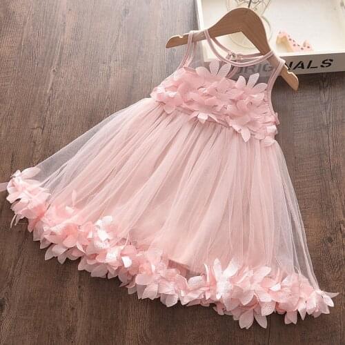 Keelorn Children Party Dress 2020 Summer Fashion Style Girls Sleeveless Lace Pink Color Clothes Dress Kids Casual Knee-Length