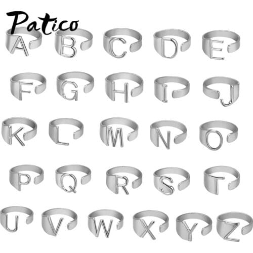 Classical Resizable A-Z Letters Ring For Women 925 Sterling Silver Open Size Ring Adjustable Fingers Elegance Jewelry Gift