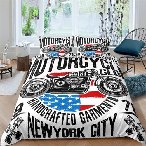 Home Textiles Bedding Set Duvet Cover 3D Motorcycle Race 2/3pcs with Pillwcase King Queen Bedding Sets Polyester
